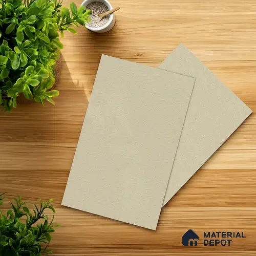 Cream Solid Colors look Ferrero 1E178 PU Textured Ivory White 8 ft x 4 ft PU Finish Decorative Laminate - 1 mm | Suitable for Living Room, Kitchen, Office | Matching E3 Edgeband Code - (1002)