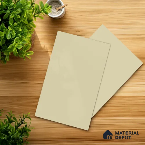 Beige Solid Colors look Ferrero 1E230 SMT Delicate Ivory White 8 ft x 4 ft Satin Matt Finish Decorative Laminate - 1 mm | Suitable for Living Room, Kitchen, Office | Matching E3 Edgeband Code - (1002)
