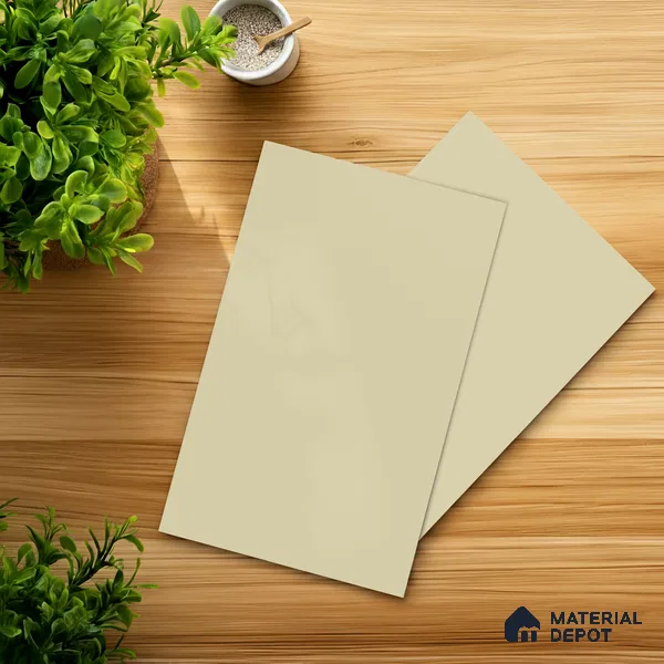 Beige Solid Colors look Ferrero 1E230 SMT Delicate Ivory White 8 ft x 4 ft Satin Matt Finish Decorative Laminate - 1 mm | Suitable for Living Room, Kitchen, Office | Matching E3 Edgeband Code - (1002)