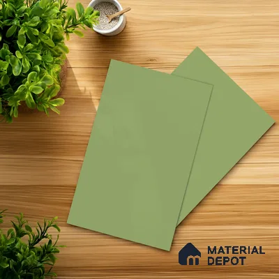 Green Solid Colors look Ferrero 1E243 SMT Spring Green 8 ft x 4 ft Satin Matt Finish Decorative Laminate - 1 mm | Suitable for Living Room, Kitchen, Office | Matching E3 Edgeband Code - (1057)