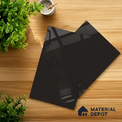 Grey Solid Colors look Ferrero 1E168 HGL Dark Espresso Grey 8 ft x 4 ft High Gloss Finish Decorative Laminate - 1 mm | Suitable for Living Room, Kitchen, Office | Matching Prism Edgeband Code - (10146 SHGL)
