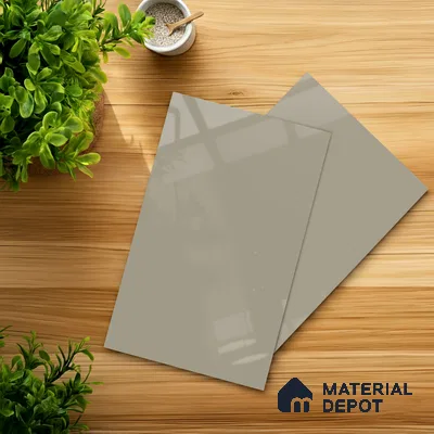 Grey Solid Colors look Ferrero 1E162 HGL Frosted Silver Grey 8 ft x 4 ft High Gloss Finish Decorative Laminate - 1 mm | Suitable for Living Room, Kitchen, Office | Matching E3 Edgeband Code - (1054 HG)