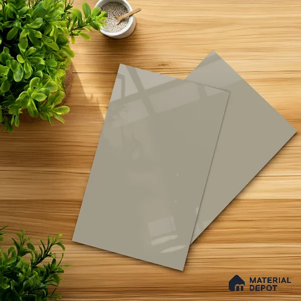 Grey Solid Colors look Ferrero 1E162 HGL Frosted Silver Grey 8 ft x 4 ft High Gloss Finish Decorative Laminate - 1 mm | Suitable for Living Room, Kitchen, Office | Matching E3 Edgeband Code - (1054 HG)