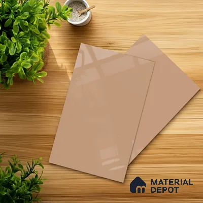 Orange Solid Colors look Ferrero 1E234 HGL Soft Peach Pink 8 ft x 4 ft High Gloss Finish Decorative Laminate - 1 mm | Suitable for Living Room, Kitchen, Office | Matching E3 Edgeband Code - (1060 HG)