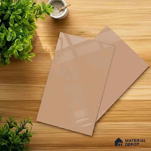 Orange Solid Colors look Ferrero 1E234 HGL Soft Peach Pink 8 ft x 4 ft High Gloss Finish Decorative Laminate - 1 mm | Suitable for Living Room, Kitchen, Office | Matching E3 Edgeband Code - (1060 HG)