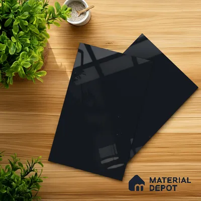Black Solid Colors look Ferrero 1E184 HGL Deep Midnight Blue 8 ft x 4 ft High Gloss Finish Decorative Laminate - 1 mm | Suitable for Living Room, Kitchen, Office | Matching Prism Edgeband Code - (10207 SHGL)