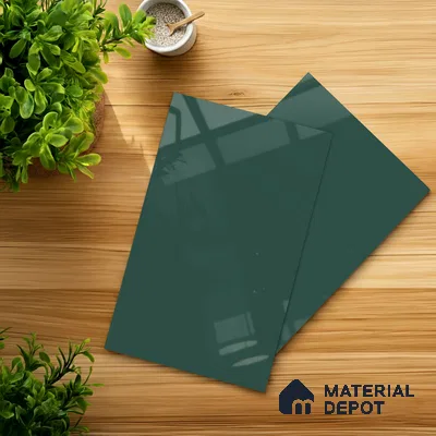 Green Solid Colors look Ferrero 1E237 HGL Rich Teal Blue 8 ft x 4 ft High Gloss Finish Decorative Laminate - 1 mm | Suitable for Living Room, Kitchen, Office | Matching Prism Edgeband Code - (10173)