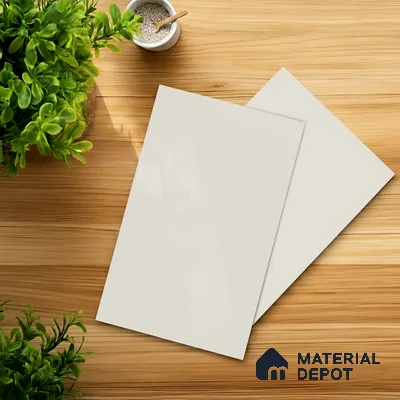 White Solid Colors look Ferrero 1E101 SMT Bright Arctic White 8 ft x 4 ft Satin Matt Finish Decorative Laminate - 1 mm | Suitable for Living Room, Kitchen, Office | Matching E3 Edgeband Code - (1001)