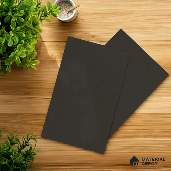 Charcoal Black Fluted Solid Color Look WMF 504 8 ft x 4 ft Texture Finish Decorative Laminate - 1 mm | Suitable for TV Unit, Wardrobe, Kitchen Cabinets