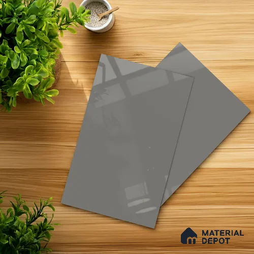 Light Grey Solid Colors Look LM 23710 B 8 ft x 4 ft High Gloss Finish Decorative Laminate - 1 mm | Suitable for Living Room, Kitchen, Office
