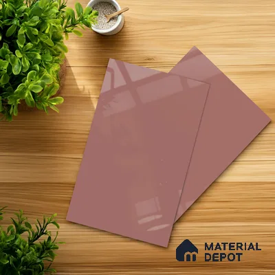 Rosewood Pink Solid Colors Look HG 909 8 ft x 4 ft High Gloss Finish Decorative Laminate - 1 mm | Suitable for Living Room, Kitchen, Office