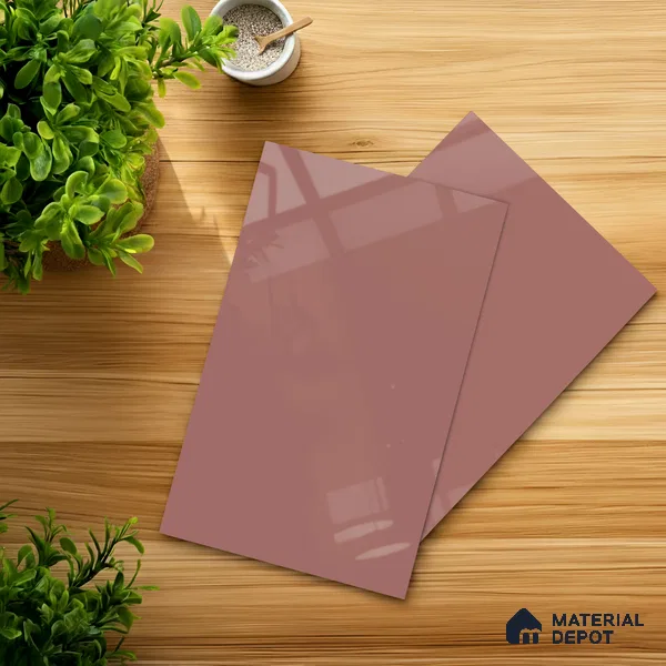 Rosewood Pink Solid Colors Look HG 909 8 ft x 4 ft High Gloss Finish Decorative Laminate - 1 mm | Suitable for Living Room, Kitchen, Office