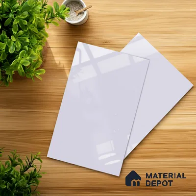 White Solid Colors Look HG 901 8 ft x 4 ft High Gloss Finish Decorative Laminate - 1 mm | Suitable for Living Room, Kitchen, Office