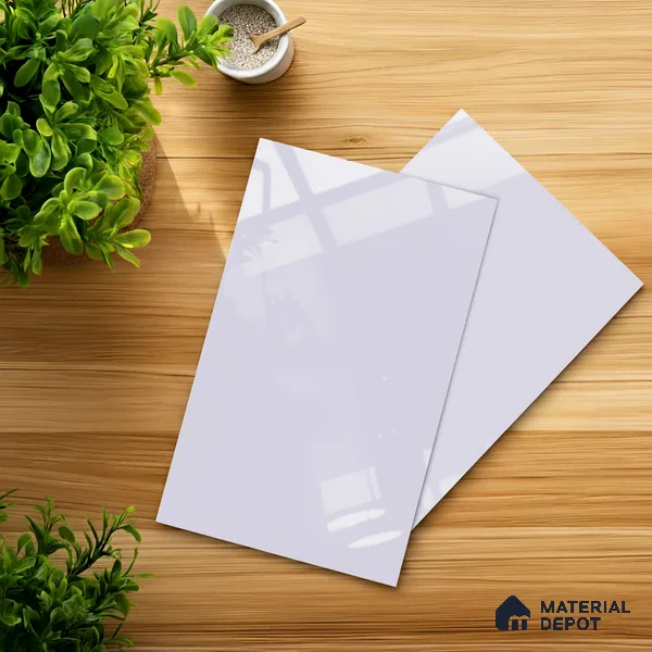 White Solid Colors Look HG 901 8 ft x 4 ft High Gloss Finish Decorative Laminate - 1 mm | Suitable for Living Room, Kitchen, Office