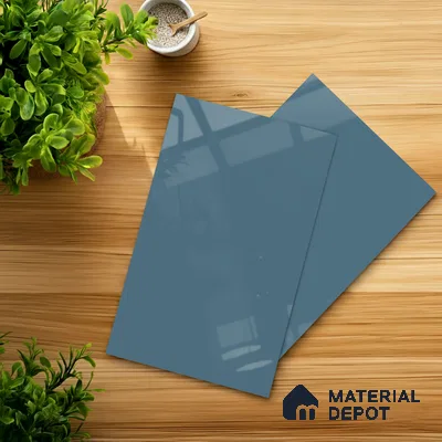 Morning Blue Solid Colors Look HG 913 8 ft x 4 ft High Gloss Finish Decorative Laminate - 1 mm | Suitable for Living Room, Kitchen, Office