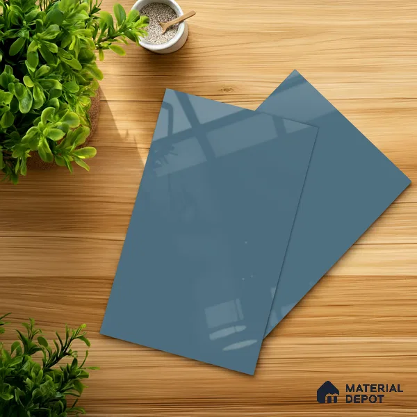 Morning Blue Solid Colors Look HG 913 8 ft x 4 ft High Gloss Finish Decorative Laminate - 1 mm | Suitable for Living Room, Kitchen, Office