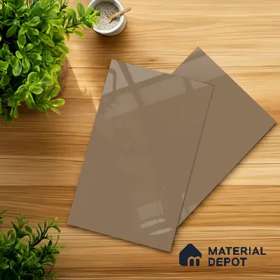 Champagne Brown Solid Colors Look LM 01934 8 ft x 4 ft Glossy Finish Decorative Laminate - 1 mm | Suitable for Living Room, Kitchen, Office