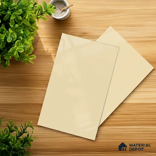 White Solid Colors Look LM 10864 8 ft x 4 ft Glossy Finish Decorative Laminate - 1 mm | Suitable for Living Room, Kitchen, Office