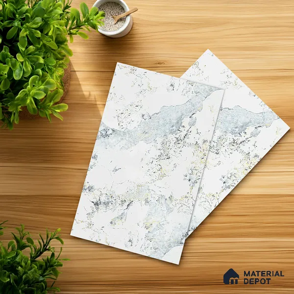 White Marble Look LM 10878 8 ft x 4 ft Texture Finish Decorative Laminate - 1 mm | Suitable for TV Unit, Wardrobe, Kitchen Cabinets