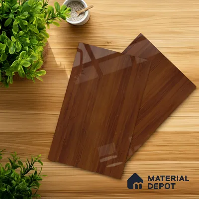 Wooden Look LM 10952 Red Teak 8 ft x 4 ft Glossy Finish Decorative Laminate - 1 mm | Suitable for TV Unit, Wardrobe, Kitchen Cabinets