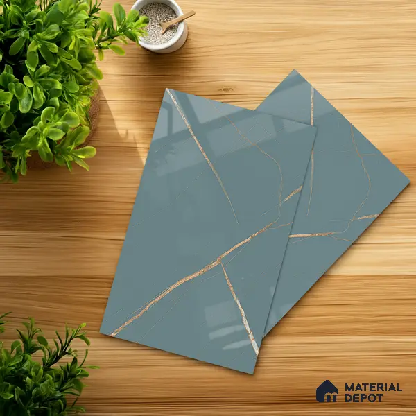 Blue Marble Look LM 20999 8 ft x 4 ft High Gloss Finish Decorative Laminate - 1 mm | Suitable for TV Unit, Wardrobe, Kitchen Cabinets