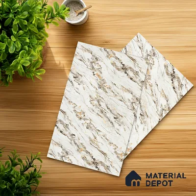 White Marble Look LM 21006 8 ft x 4 ft Matte Finish Decorative Laminate - 1 mm | Suitable for TV Unit, Wardrobe, Kitchen Cabinets