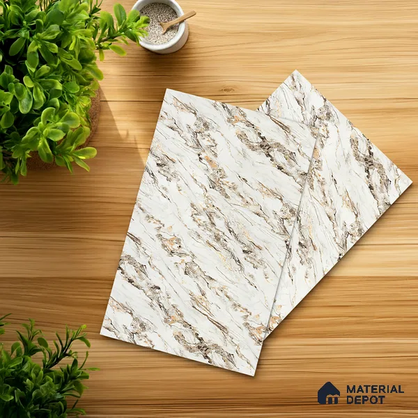 White Marble Look LM 21006 8 ft x 4 ft Matte Finish Decorative Laminate - 1 mm | Suitable for TV Unit, Wardrobe, Kitchen Cabinets