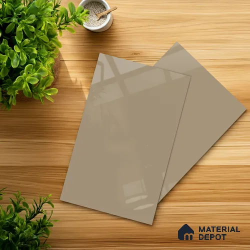 LM 21061 Taupe Beige High Gloss Finish 8 ft x 4 ft Decorative Laminate - 1 mm | Suitable for Living Room, Kitchen, Office