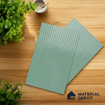 Fluted Solid Color Look LM 21062 B Aqua Flute High Gloss Finish 8 ft x 4 ft Decorative Laminate - 1 mm | Suitable for TV Unit, Wardrobe, Kitchen Cabinets