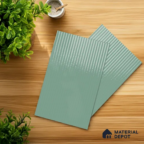 Fluted Solid Color Look LM 21062 B Aqua Flute High Gloss Finish 8 ft x 4 ft Decorative Laminate - 1 mm | Suitable for TV Unit, Wardrobe, Kitchen Cabinets