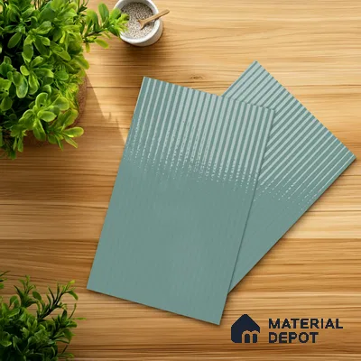 Fluted Solid Color Look LM 21064 B Breezy Blue High Gloss Finish 8 ft x 4 ft Decorative Laminate - 1 mm | Suitable for TV Unit, Wardrobe, Kitchen Cabinets