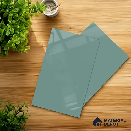 LM 21064 Breezy Blue High Gloss Finish 8 ft x 4 ft Decorative Laminate - 1 mm | Suitable for Living Room, Kitchen, Office