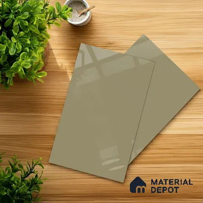 LM 21065 Beige Solid Color High Gloss Finish 8 ft x 4 ft Decorative Laminate - 1 mm | Suitable for Living Room, Kitchen, Office