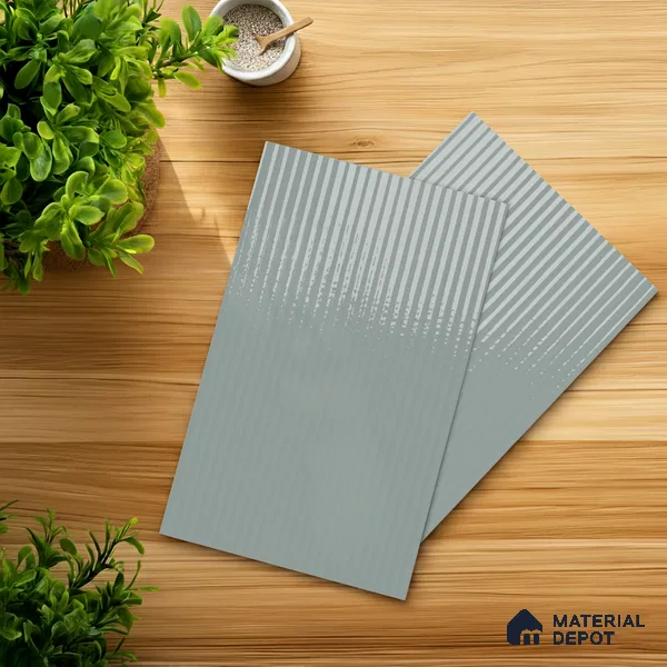 Fluted Solid Color Look LM 21068 B Azure High Gloss Finish 8 ft x 4 ft Decorative Laminate - 1 mm | Suitable for TV Unit, Wardrobe, Kitchen Cabinets
