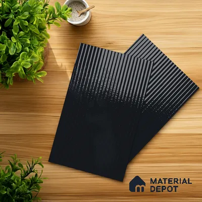 Fluted Solid Color Look LM 21070 C Midnight Navy High Gloss Finish 8 ft x 4 ft Decorative Laminate - 1 mm | Suitable for TV Unit, Wardrobe, Kitchen Cabinets