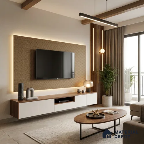 Brown Fabric Look LM 03741 8 ft x 4 ft Texture Finish Decorative Laminate - 1 mm | Suitable for TV Unit, Wardrobe, Kitchen Cabinets