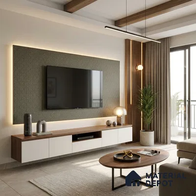 Cream Fabric Look LM 03742 8 ft x 4 ft Texture Finish Decorative Laminate - 1 mm | Suitable for TV Unit, Wardrobe, Kitchen Cabinets