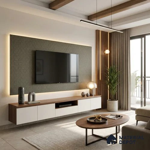 Cream Fabric Look LM 03742 8 ft x 4 ft Texture Finish Decorative Laminate - 1 mm | Suitable for TV Unit, Wardrobe, Kitchen Cabinets