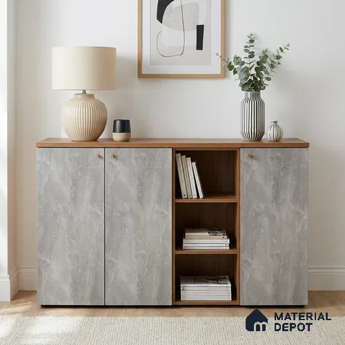 Grey Marble Look LM 05345 8 ft x 4 ft Texture Finish Decorative Laminate - 1 mm | Suitable for TV Unit, Wardrobe, Kitchen Cabinets