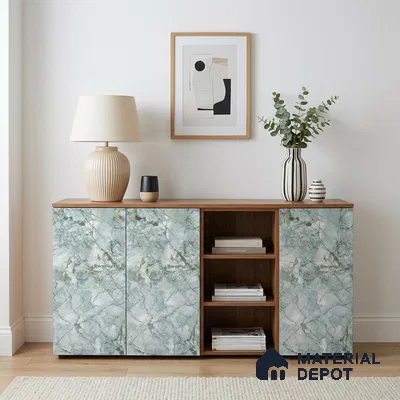 Grey Marble Look LM 06181 8 ft x 4 ft Texture Finish Decorative Laminate - 1 mm | Suitable for TV Unit, Wardrobe, Kitchen Cabinets