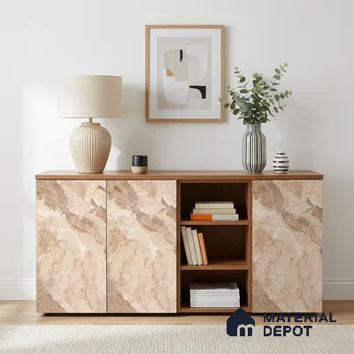 Brown Marble Look LM 06183 8 ft x 4 ft Texture Finish Decorative Laminate - 1 mm | Suitable for TV Unit, Wardrobe, Kitchen Cabinets