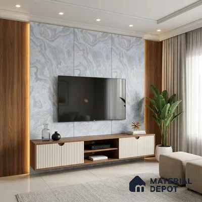 Blue Marble Look LM 06193 8 ft x 4 ft Matte Finish Decorative Laminate - 1 mm | Suitable for TV Unit, Wardrobe, Kitchen Cabinets