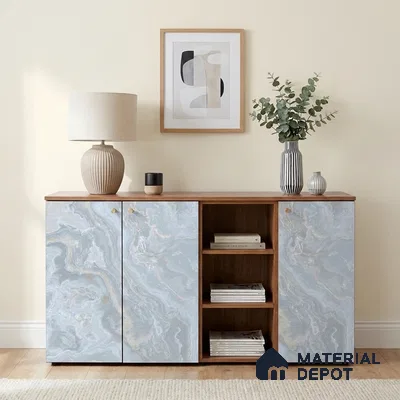 Blue Marble Look LM 06194 8 ft x 4 ft Texture Finish Decorative Laminate - 1 mm | Suitable for TV Unit, Wardrobe, Kitchen Cabinets