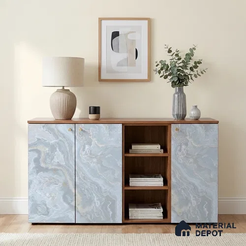 Blue Marble Look LM 06194 8 ft x 4 ft Texture Finish Decorative Laminate - 1 mm | Suitable for TV Unit, Wardrobe, Kitchen Cabinets