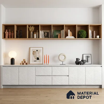 Grey Marble Look LM 18810 8 ft x 4 ft Texture Finish Decorative Laminate - 1 mm | Suitable for TV Unit, Wardrobe, Kitchen Cabinets