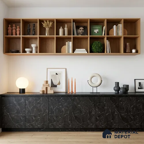 Brown Marble Look LM 18812 8 ft x 4 ft Texture Finish Decorative Laminate - 1 mm | Suitable for TV Unit, Wardrobe, Kitchen Cabinets