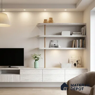 White Marble Look LM 18814 8 ft x 4 ft Texture Finish Decorative Laminate - 1 mm | Suitable for TV Unit, Wardrobe, Kitchen Cabinets