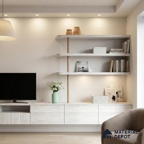 White Marble Look LM 18814 8 ft x 4 ft Texture Finish Decorative Laminate - 1 mm | Suitable for TV Unit, Wardrobe, Kitchen Cabinets