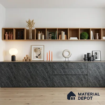 Grey Marble Look LM 18815 8 ft x 4 ft Texture Finish Decorative Laminate - 1 mm | Suitable for TV Unit, Wardrobe, Kitchen Cabinets