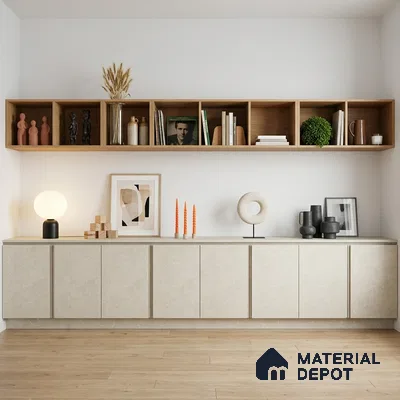 Beige Marble Look LM 18816 8 ft x 4 ft Texture Finish Decorative Laminate - 1 mm | Suitable for TV Unit, Wardrobe, Kitchen Cabinets
